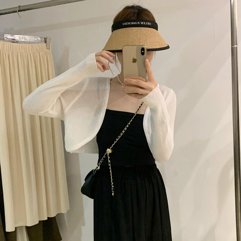 Áo khoác len INFLACHI dệt kim croptop dáng ngắn cho nữ dài tay phong cách nhẹ nhàng khoác mỏng  kiểu Hàn Quốc M10 D3T5