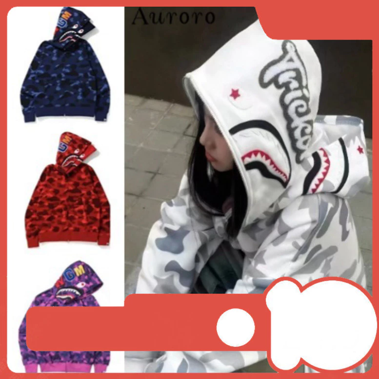 [BP] Hoodie anime cá mập dễ thương phong cách Hip Hop Street thời trang Hàn Quốc, cỡ lớn thoải mái và năng động.