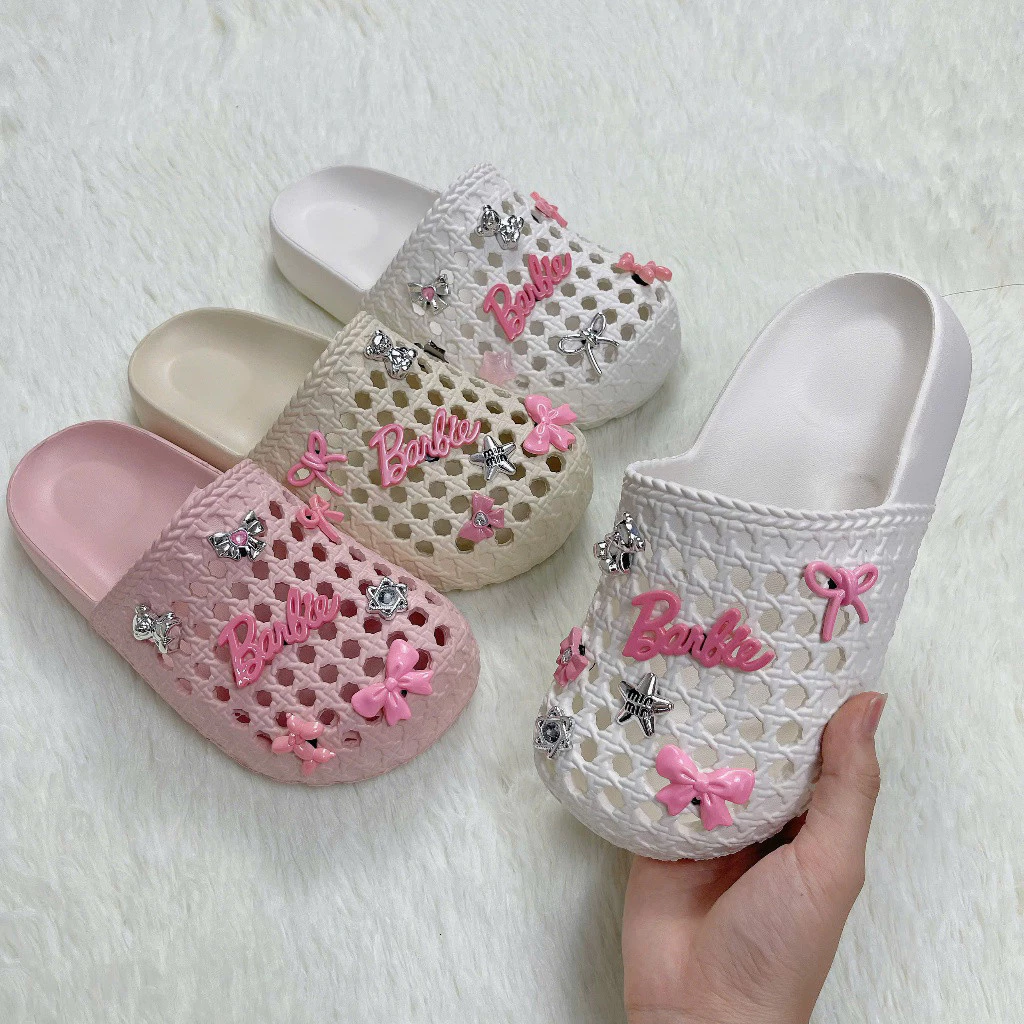 Dép Nữ Đính Charm Barbie, Dép Bánh Mì siêu xinh (387)