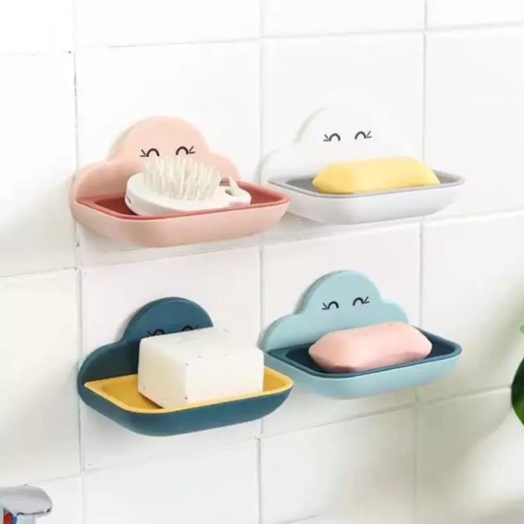 Kệ để xà phòng dán tường siêu chắc hính đám mây, cá voi dụng cụ để đồ phòng tắm