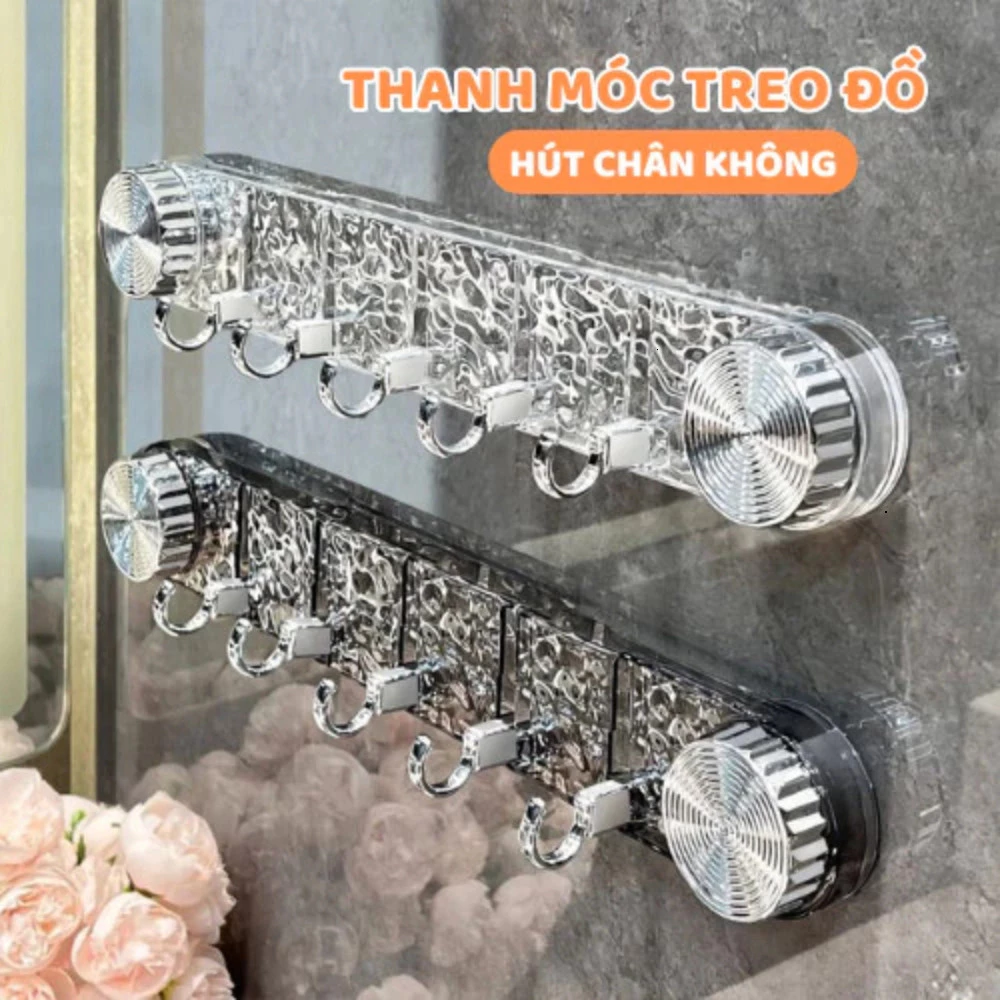 Móc Treo Tường Nhà Tắm Hút Chân Không, Thanh Treo Đồ Đa Năng Chất Liệu PET Tiện Lợi Dễ Sử Dụng