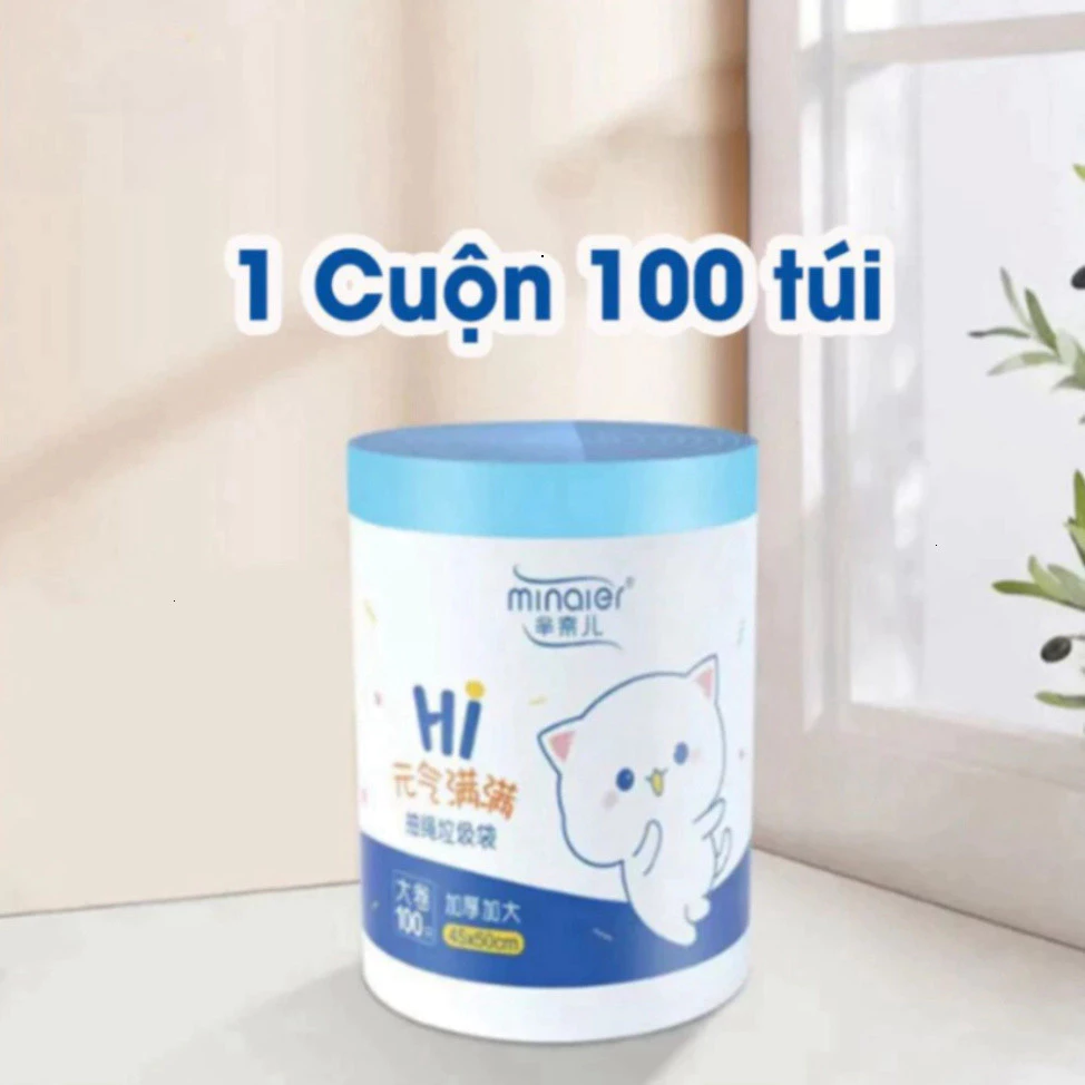 Túi Đựng Rác HGHOME Có Dây Rút, Cuộn 100 Túi Siêu Dai Thân Thiện Với Môi Trường