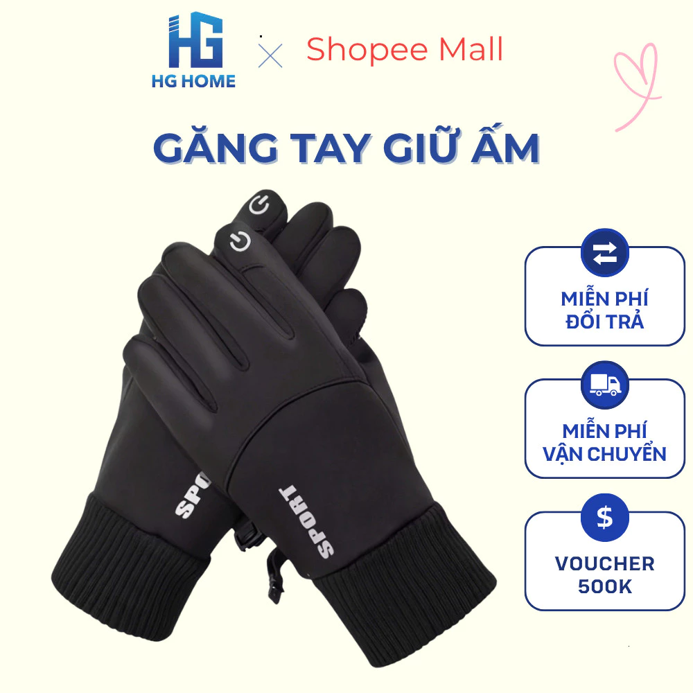 Găng Tay Cảm Ứng Điện Thoại HGHOME Mùa Đông Đi Xe Chống Nước Giữ Nhiệt Tốt