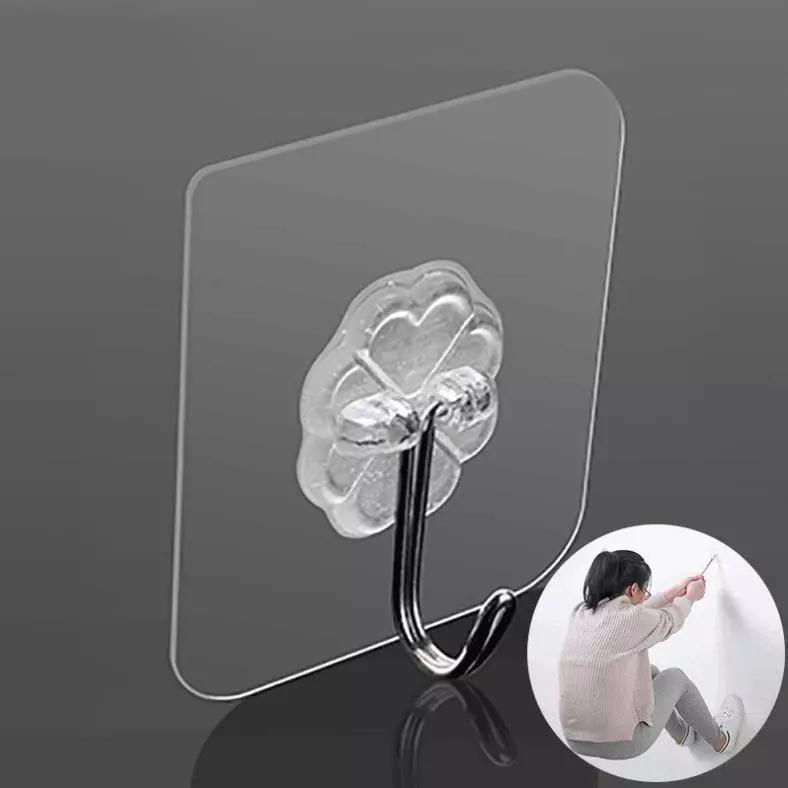 Combo 10 Móc treo đồ dán tường siêu bám dính bền bỉ kiểu dáng trong suốt tiện dụng 5x5cm
