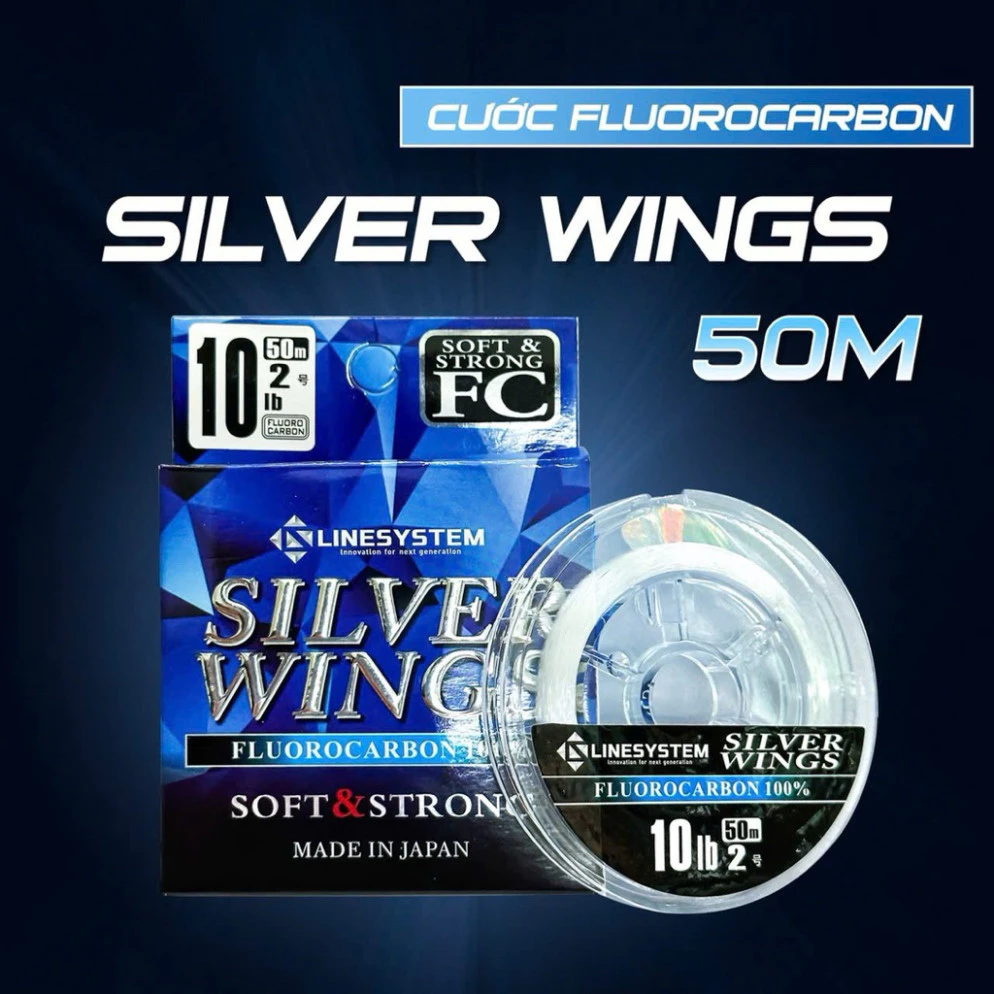 Cước Silver Wings 50m làm thẻo câu đài, trục và leader chống sốc câu lure cao cấp gykkcc