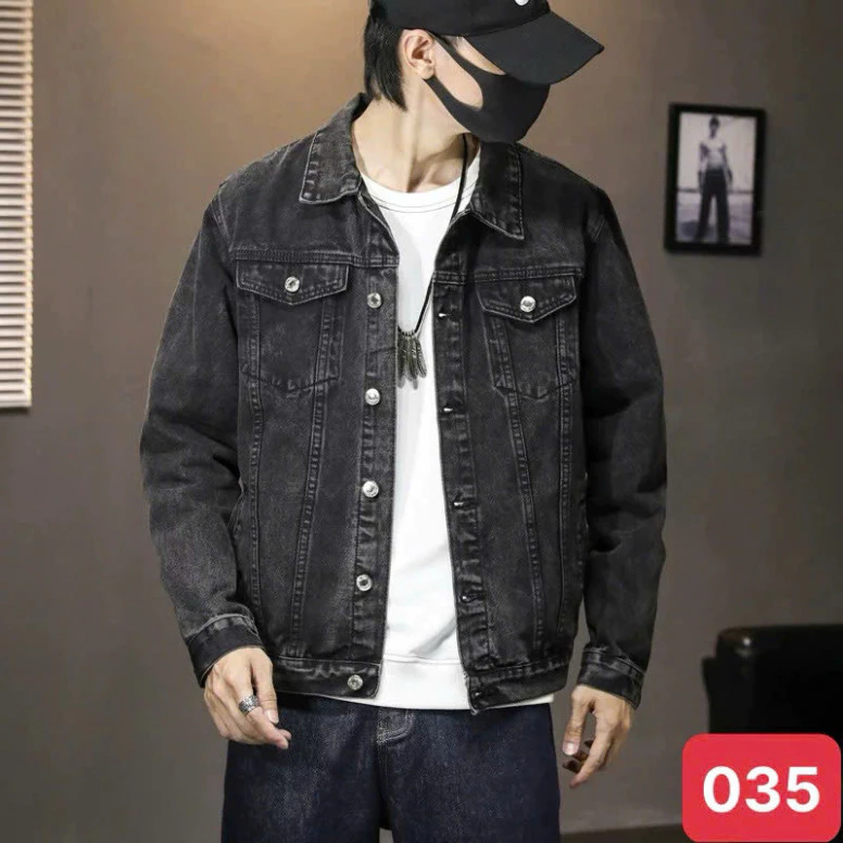 Áo khoác jean nam HAVADOSHOP phong cách suông màu xanh cơ bản, chất liệu bò 4 chiều cao cấp C37