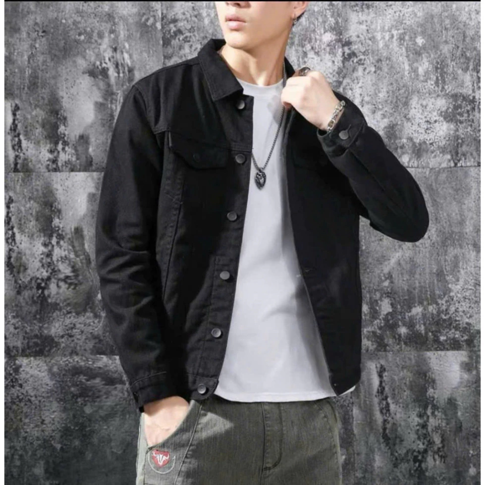 Áo khoác jean nam xám đen cao cấp thêu họa tiết độc đáo, chất bò co giãn thời trang - Tô Tồ Shop - KJN15