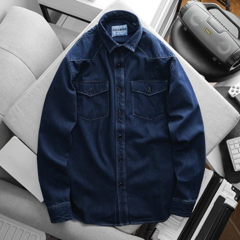 Áo Sơ Mi Denim Nam 2 Túi, Chất Liệu Cao Cấp, Tôn Dáng Hoàn Hảo