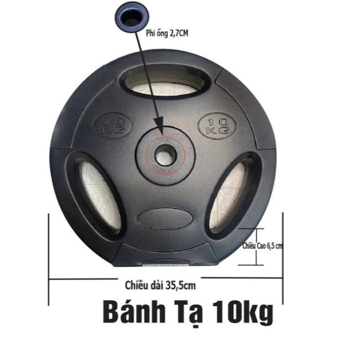Tạ Bánh 10kg(1 chiếc) nhựa bên ngoài xi măng,cát nhồi sẵn,hàng đẹp ĐỒ TẬP TUẤN HẠNH