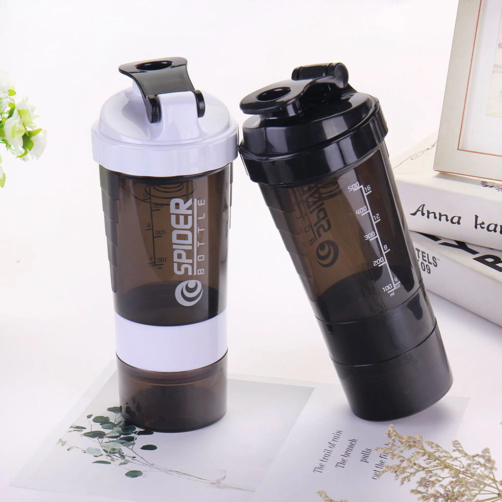 Bình Lắc Whey Bình Nước Thể Thao Tập Gym Shaker Đựng Protein BCAA 3 Ngăn Tiện Dụng 500 ML ĐỒ TẬP TUẤN HẠNH