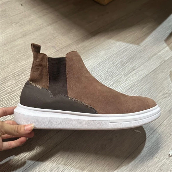 Giày Bốt Chelsea Nam Size 42 - Da Lộn Nâu Bò, Đế Trắng, Xuất Khẩu Chất Lượng YAMI