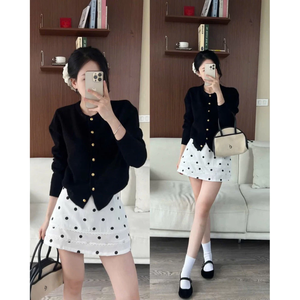 Áo Cardigan Cúc Đồng Chất Lê Lông Thỏ, Full Tag Egg - 9 Màu Siêu Xinh Chất Lượng QCL1