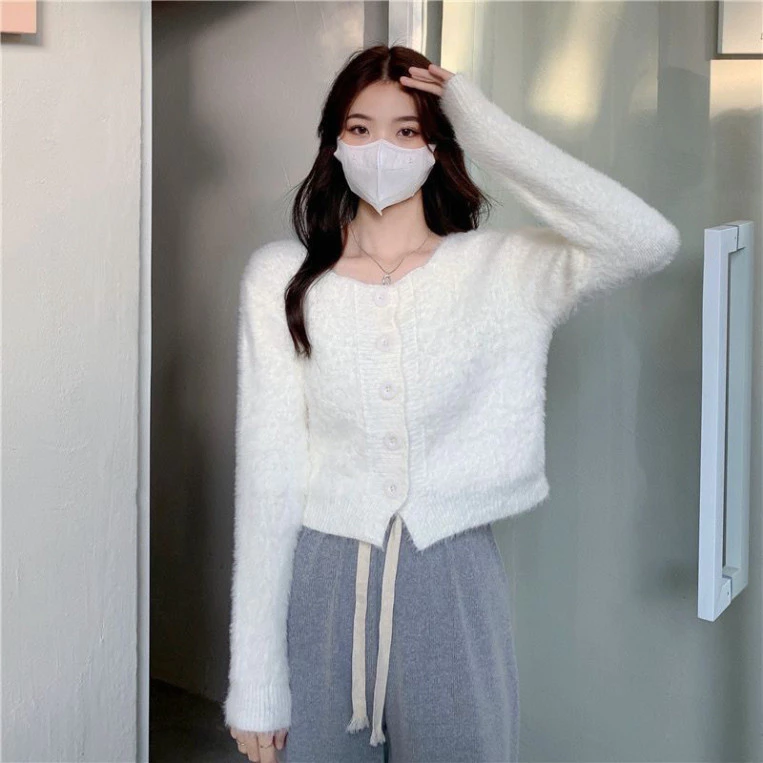Cardigan Len Hàn Quốc Màu Hồng Ấm Áp Dành Cho Nữ - Lý Tưởng Mùa Thu Đông