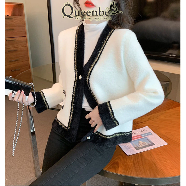Áo khoác cashmere Queenbe GLA330: Lớp áo len lông cừu sang trọng cho phái đẹp