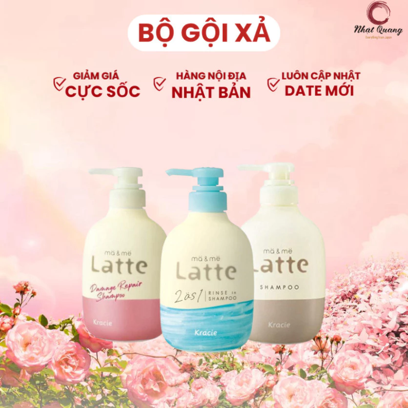 Bộ sản phẩm gội và xả Kracie Latte 490ml - Chăm sóc tóc thượng hạng từ Nhật Bản!
