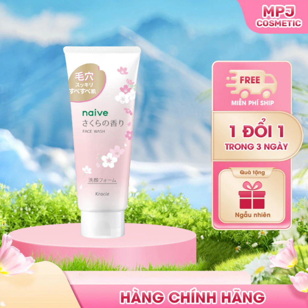 Sữa Rửa Mặt Hoa Anh Đào Kracie Naive 130g - Thanh Khiết Từ Thiên Nhiên