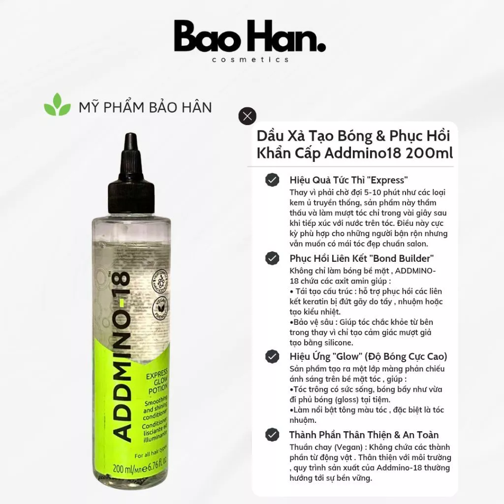 DẦU XẢ TẠO BÓNG & PHỤC HỒI KHẨN CẤP ADDMINO18 200ml