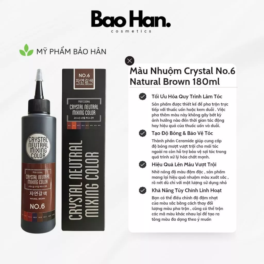 MÀU NHUỘM TINH THỂ PHA LÊ NO.6 (NATURAL BROWN) CRYSTAL 180ml