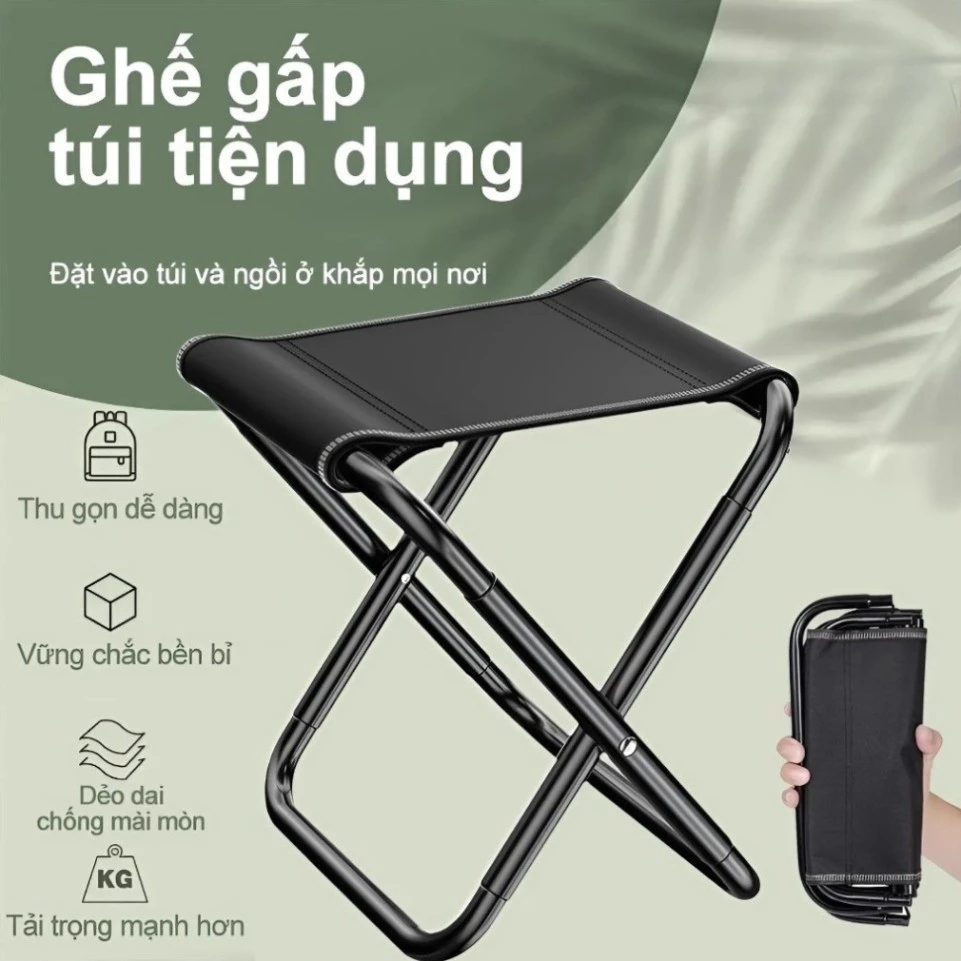 Ghế Dã Ngoại Mini Siêu Nhẹ Kèm Túi Xách – Thiết Kế Gập Gọn | Chất Liệu Vải Oxford Chống Thấm Nước