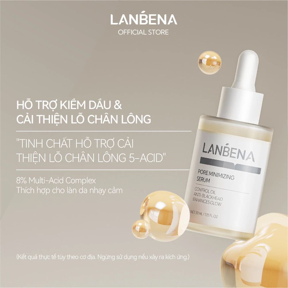 LANBENA Serum thu nhỏ lỗ chân lông (30ml) - Thu nhỏ lỗ chân lông, kiềm dầu,mịn da, làm dịu dưỡng ẩm. Skincare