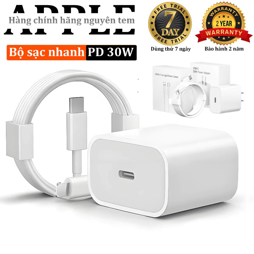 【Bộ sạc nhanh lP】Củ sạc nhanhPD30W/PD20W+Dây sạc nhanh 1m/1.5m/2m,Sạc nhanh nhiệt độ thấp Hàng chính hãng phụ kiện phone