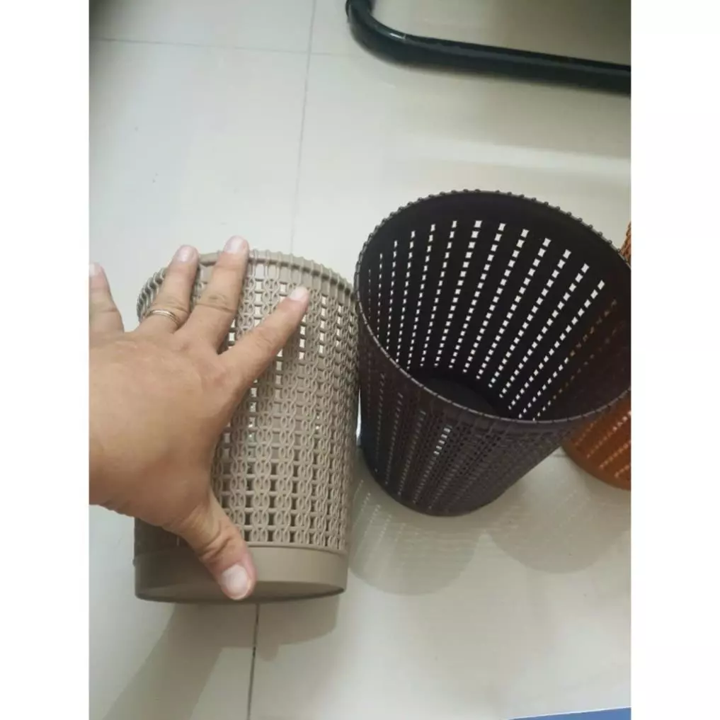 (Xuất VAT) Sọt Rác Nhựa Giả Mây Mini 2 Size Cho Văn Phòng, Sinh Viên, Sọt rác mini để bàn Kích Thước: 16x20x12cm