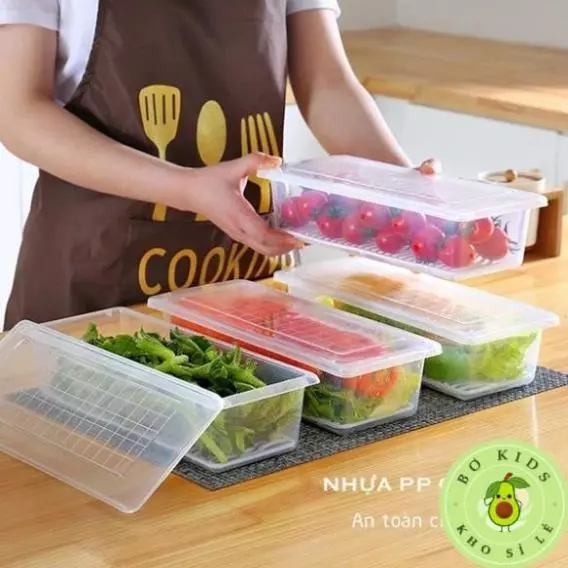 (Xuất VAT) Hộp Đựng Thực Phẩm Nhựa Việt Nhật (6586) , Hoa Quả,Thức Ăn, Rau Củ Có Khay ráo nước