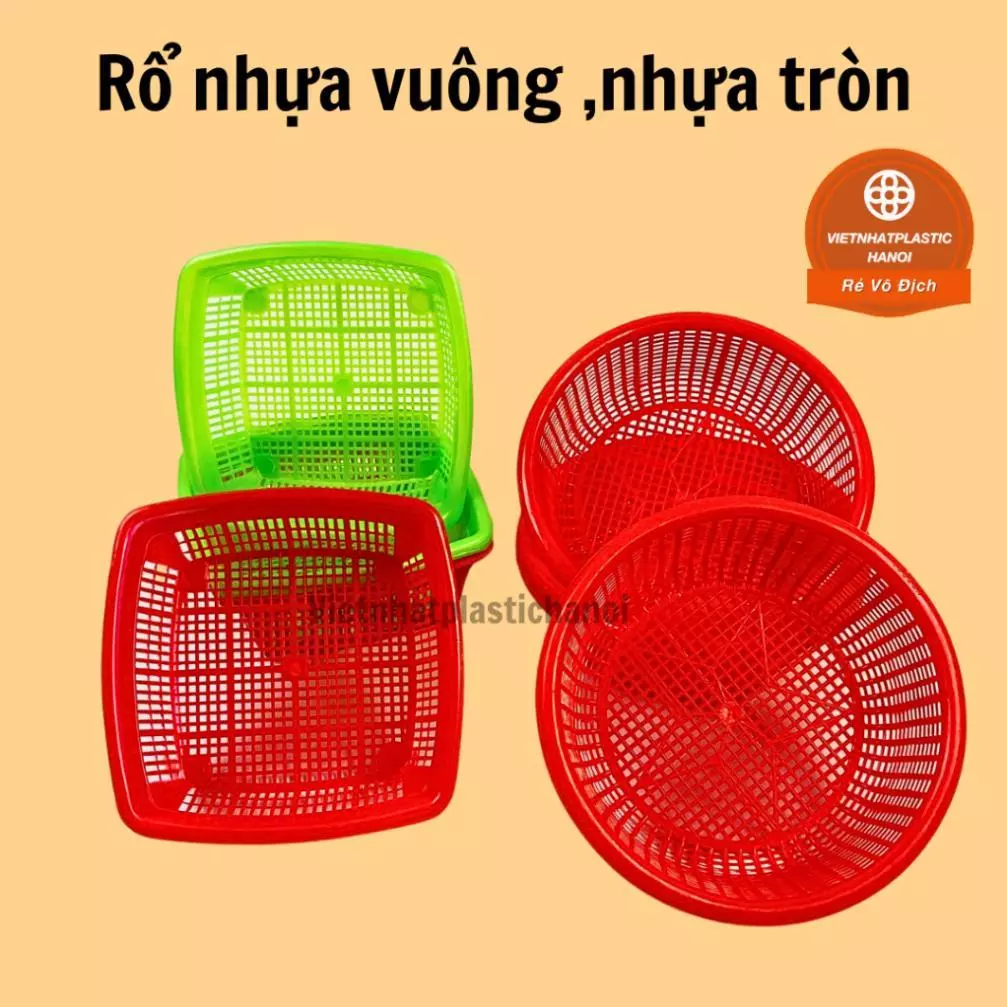 (Xuất VAT) [Combo 10] Rổ nhựa vuông ,nhựa tròn Việt Nhật (MS:3295) (MS:3291), rổ đựng rau sống, rổ mini Việt Nhật