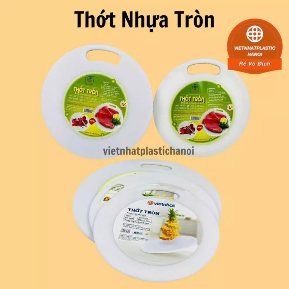 (Xuất VAT) Thớt nhựa tròn Việt Nhật 3 size kháng khuẩn bền đẹp (MS:5800/5801/5802)