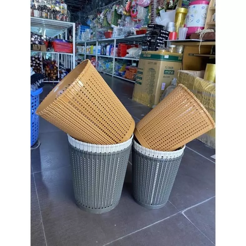 (Xuất VAT) [Chọn màu] Sọt nhựa đan mây (5155) đựng đồ đa năng Việt Nhật-Thùng rác văn phòng kiểu dáng hiện đại tiện lợi