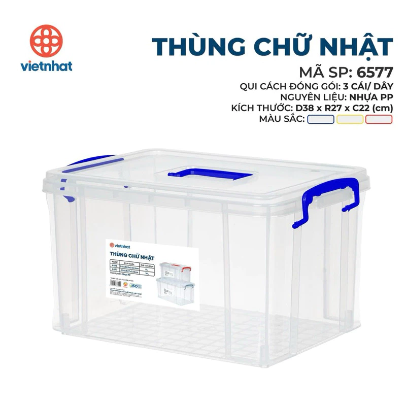 (Xuất VAT) Hộp nhựa để đồ chơi trong suốt, thùng đựng lego cho bé 6L/18L 6576,6577