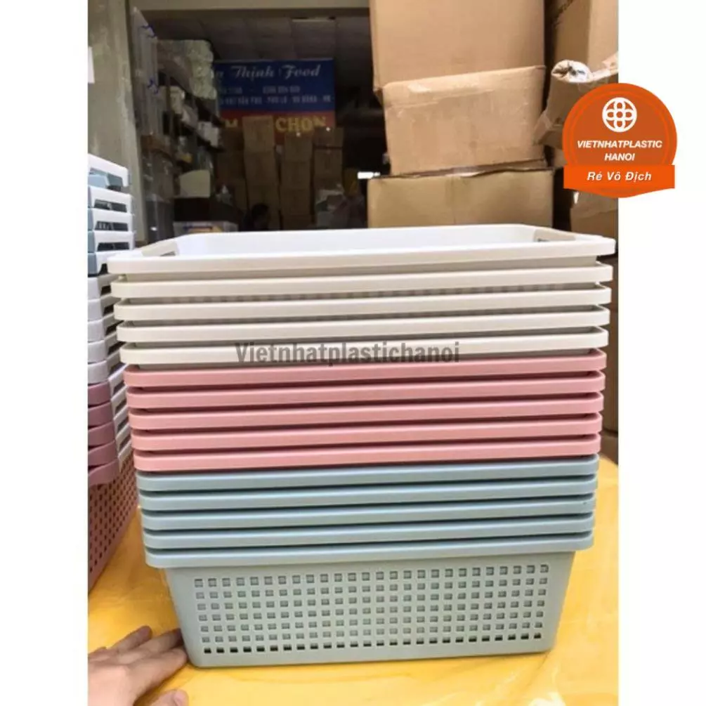 (Xuất VAT) Rổ Nhựa Chữ Nhật Việt Nhật 44x30x15cm- 1196/1197/1198, rổ nhựa chữ nhật đa năng. Chuyên bán lỗ