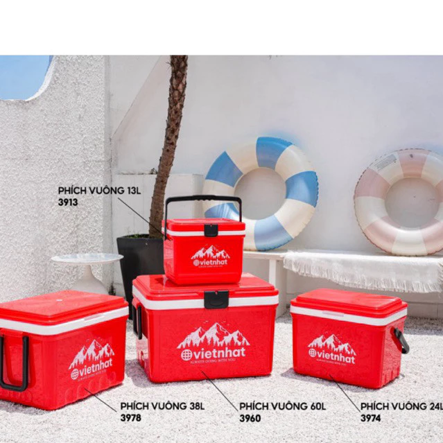 (Xuất VAT) Phích đá vuông giữ nhiệt 13L, 16L Việt Nhật Mẫu Mới, Thùng đựng đá giữ nhiệt lạnh lên tới 24h