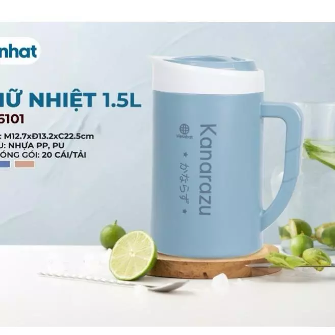 (Xuất VAT) Ca giữ nhiệt, ca đá lạnh, ca trà đá, nhựa chính phẩm, Ca nhiệt Việt Nhật 1L, 2L