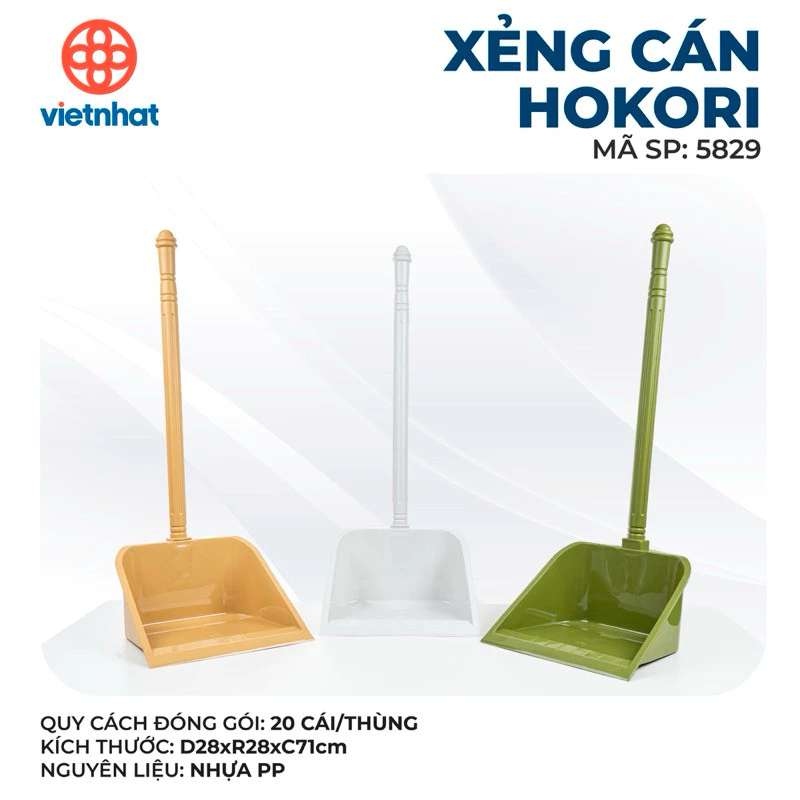 (Xuất VAT) Xẻng hót rác nhựa cán dài 5836, xẻng hokori 5829