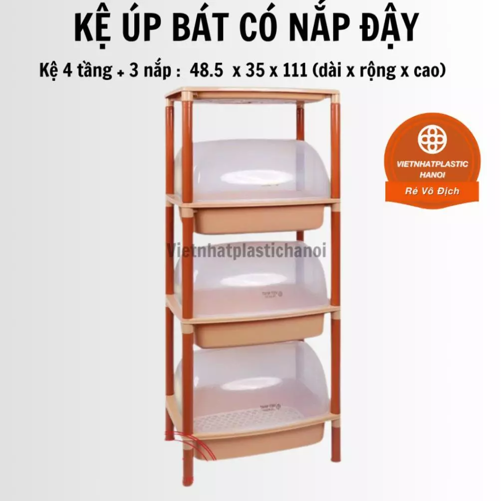 (Xuất VAT) Kệ úp chén, bát nhiều tầng có nắp đậy nhựa Việt Nhật- đồ dùng nhà bếp bằng nhựa cao cấp an toàn