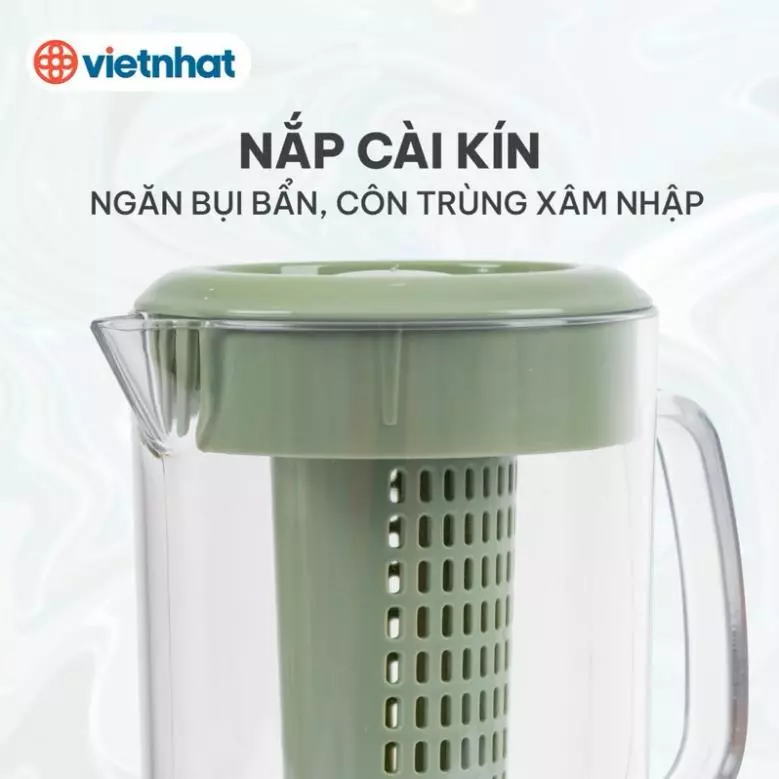 (Xuất VAT) Ca kính có lọc 1,5L ,1,8L, Bình đựng nước, Bình pha trà có lõi lọc tiện dụng Nhựa Việt Nhật cao cấp