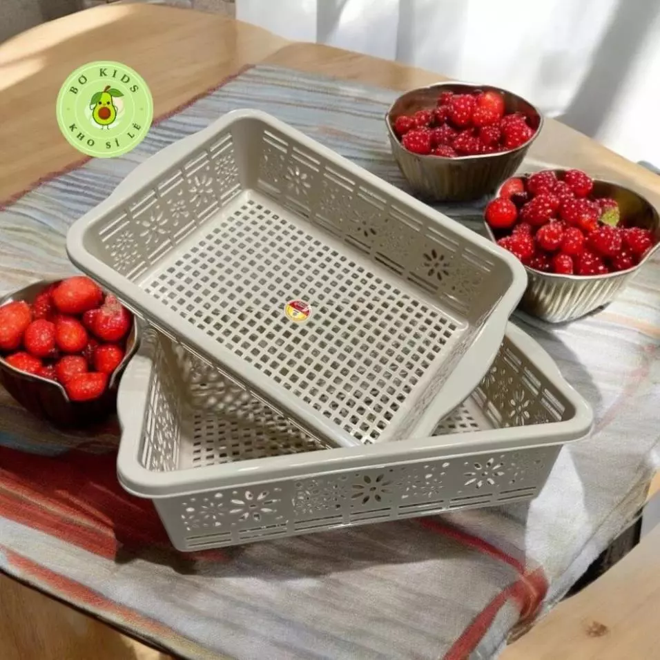 (Xuất VAT) Combo 10 rổ hoa chữ nhật 4 size nhựa Việt Nhật, Đựng gia vị, tài liệu, bánh kẹo, đồ chơi quần áo bé