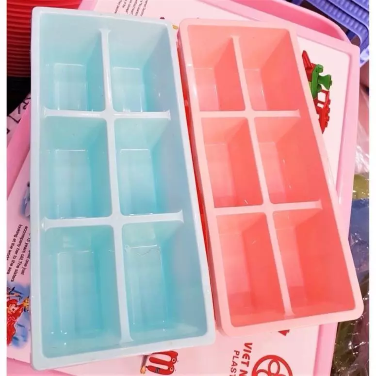 (Xuất VAT) COMBO 5 Khay làm đá 6 viên to, 14 viên tiện lợi, khuôn làm đá nhựa 6961 Việt Nhật