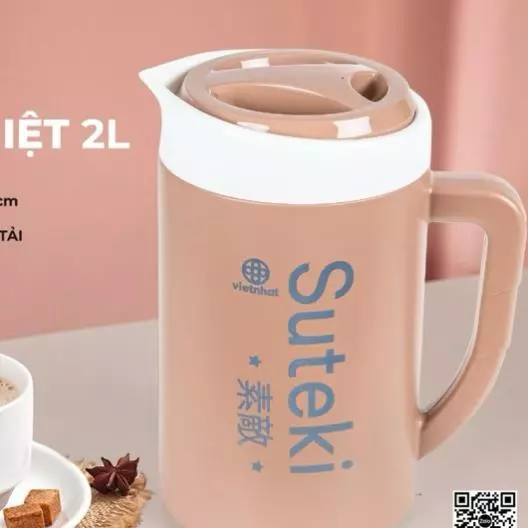 (Xuất VAT) Bình giữ nhiệt bằng nhựa hãm nước trà xanh, nước vối để bàn đa năng tiện dụng 1,5L và 2L (6101/ 6102)