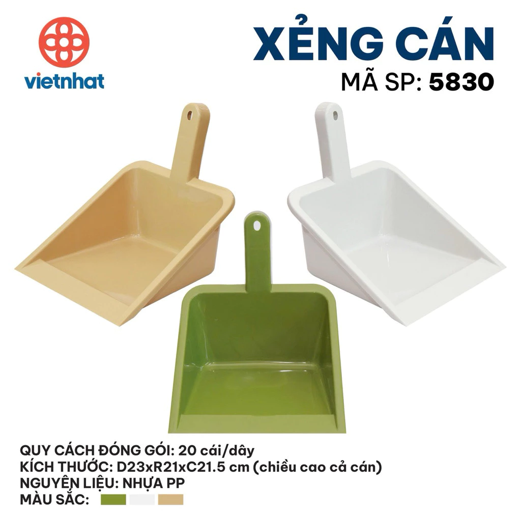 (Xuất VAT) Ki hốt rác cán ngắn nhựa VIỆT NHẬT 5830 - Xẻng hốt rác