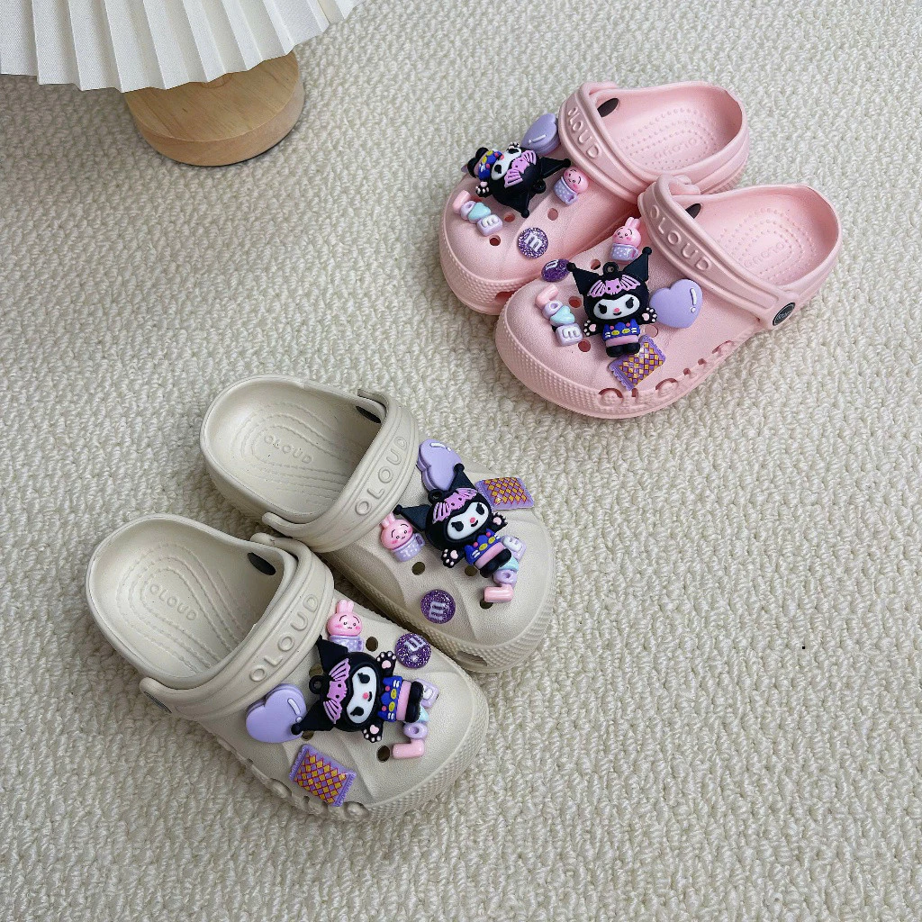 Dép sục trẻ em dễ thương tặng charm, dép cho bé gái bé trai nhựa mềm chống trượt (328)