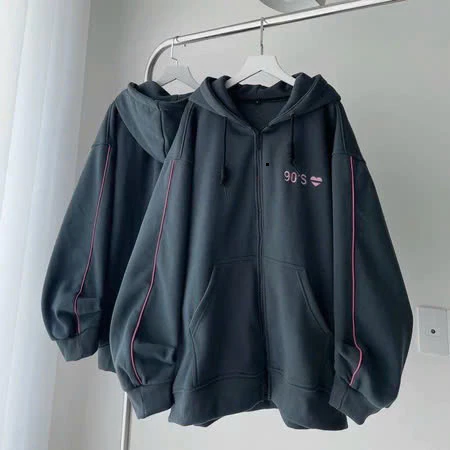 Áo hoodie zip thêu trái tim 90S, Áo khoác NAM NỮ  Chất nỉ dày dặn Unisex Hot Trend 2025