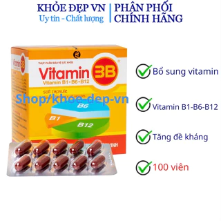 Viên uống Vitamin 3B bổ sung vitamin B1+B6+B12 - Hộp 100 viên