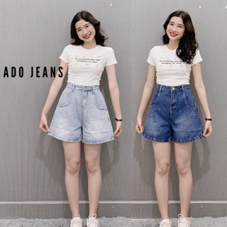 Quần short Jean Nữ, Lưng Cao Ống Rộng BigSize 60kg-80kg (JN)