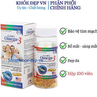 viên dầu cá Alaska Omega 3 bổ não, sáng mắt, khỏe tim mạch Hộp Trắng 100 viên