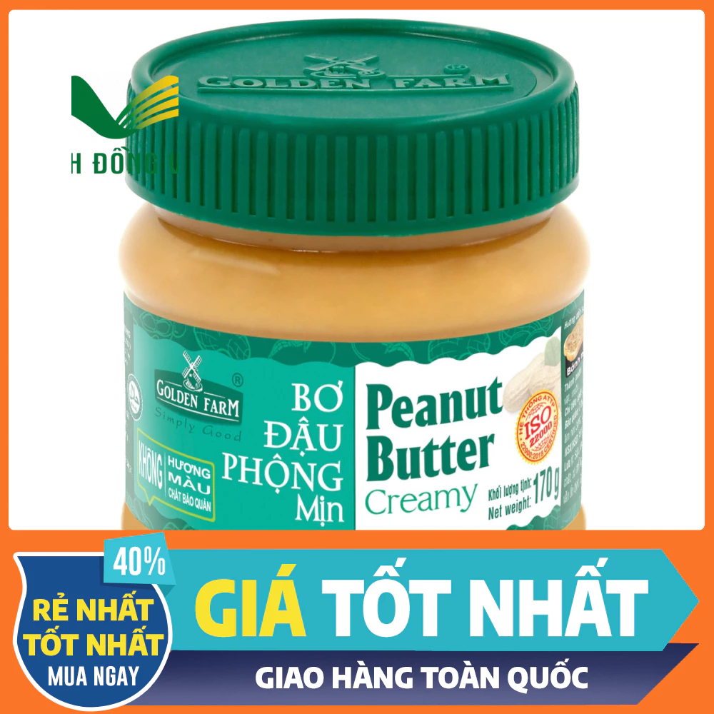 [Date mới] Bơ đậu phộng 170gr EAT CLEAN không đường ăn kiêng (Bơ Lạt) Golden farm