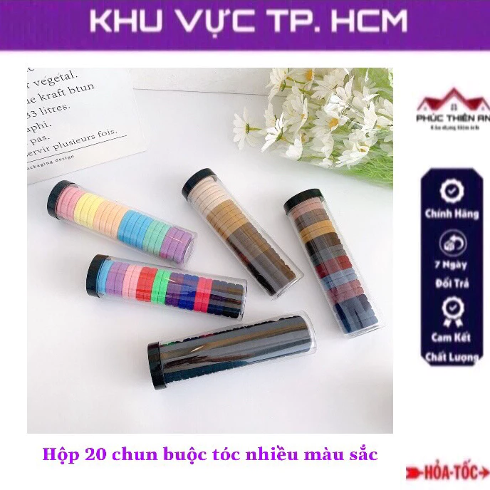 Hộp 20 chun buộc tóc nhiều màu sắc