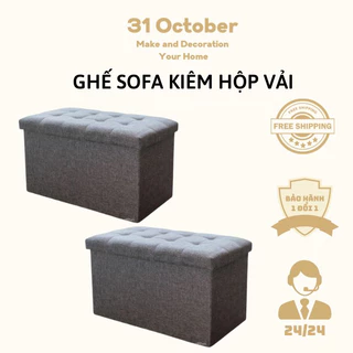 🚛FREESHIP 🆓 Ghế Sofa Kiêm Hộp Vải Đựng Đồ Cho Phòng Khách, Phòng Ngủ Khung Gỗ Bọc Vải Cao Cấp Tiện Lợi