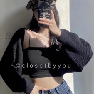 [ RẺ VÔ ĐỊCH] Set Áo Tăm Kiểu 2 Món Áo Cadigan Croptop Tay Bo Phồng Mix Áo Hai Dây Siêu Hot